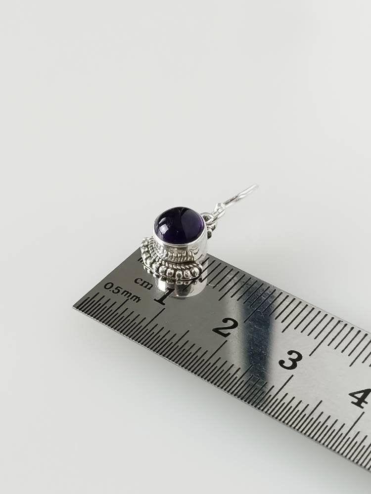 Round AMETHYST SOLID 925 Oxidized SILVER bohemian Frill Earrings, Purple gems, Aquarius Zodiac & February birthstone gift, Australia, Zorbajewellers