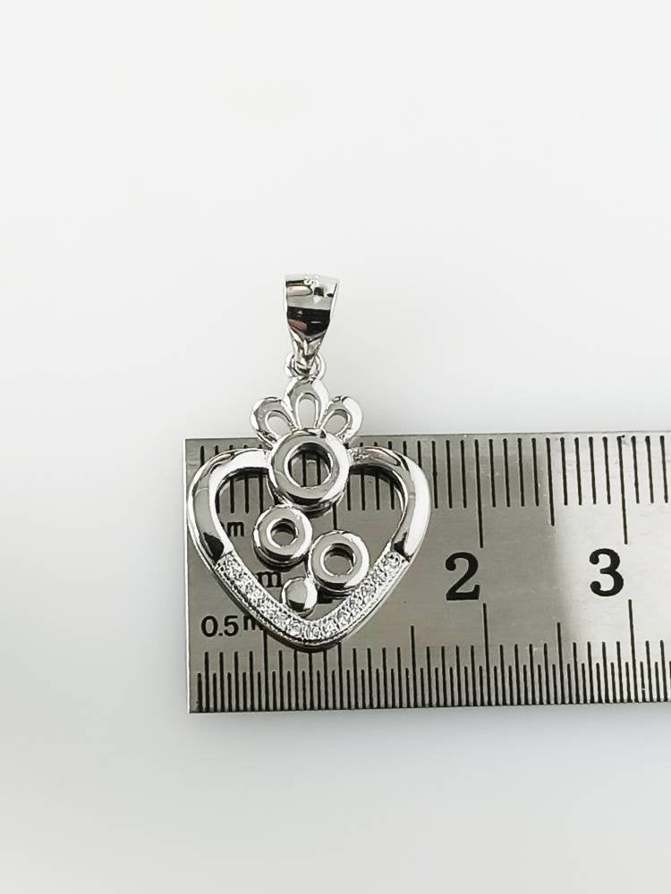 Cubic Zirconia Heart Art RHODIUM Plated SOLID 925 SILVER Pendant, Heart Bubbles 925 Solid Sterling Silver Rhodium Plated Pendant, Australia, Zorbajewellers