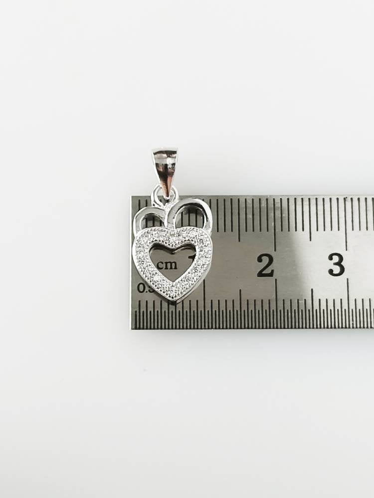 Cubic Zirconia Studded Shining Heart RHODIUM Plated SOLID 925 SILVER Pendant, Cz Heart Sterling Silver Pendant,  Rhodium Plated, Australia, Zorbajewellers
