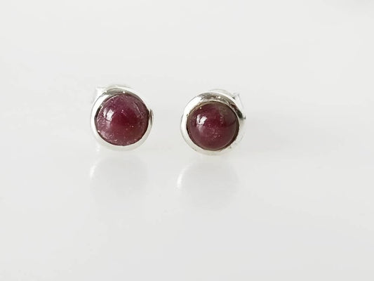 Minimalist RUBY SOLID 925 SILVER Stud Earrings, Ruby Sterling Silver Simple Stud Earrings, Cancer Zodiac July Birthstone Gift, Australia, Zorbajewellers