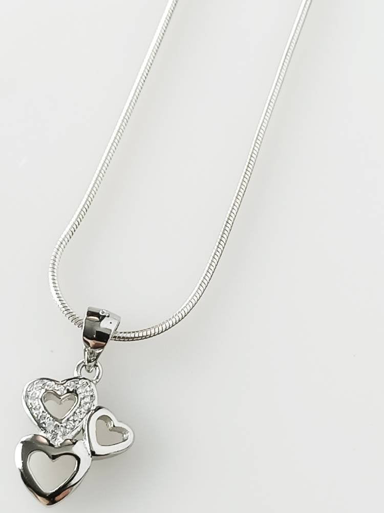 Cubic Zirconia Flying Hearts RHODIUM Plated SOLID 925 SILVER Pendant, Beautifully Cut Cz Sterling Silver Pendant - Rhodium Plated, Australia, Zorbajewellers