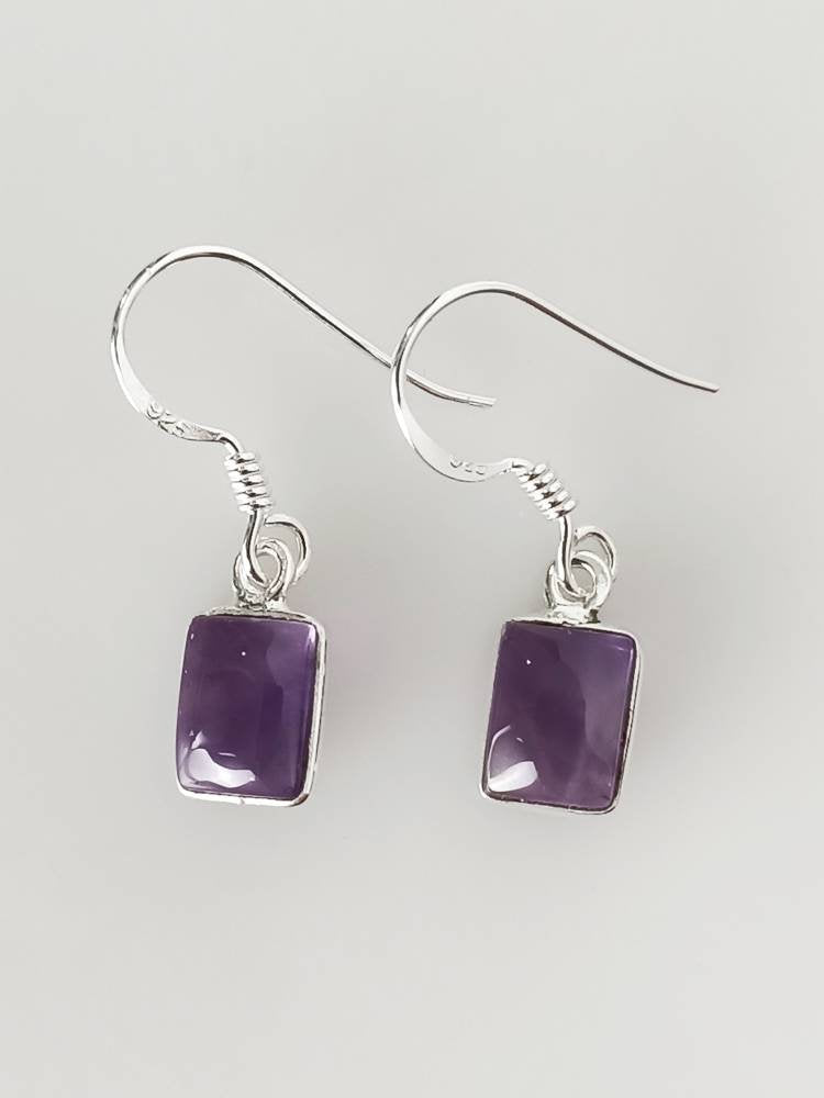 Rectangle AMETHYST Gems SOLID 925 SILVER Minimalist earrings, Geometric purple earrings, Aquarius Zodiac February birthstone gift, Australia, Zorbajewellers