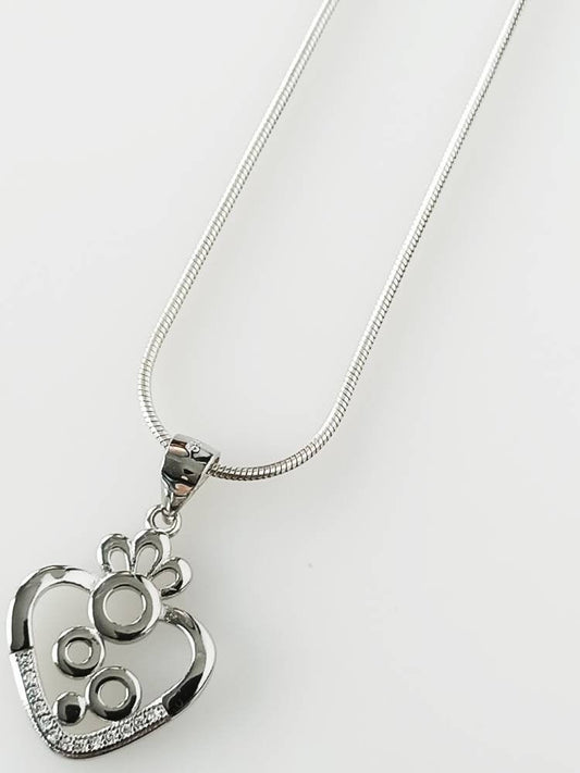 Cubic Zirconia Heart Art RHODIUM Plated SOLID 925 SILVER Pendant, Heart Bubbles 925 Solid Sterling Silver Rhodium Plated Pendant, Australia, Zorbajewellers