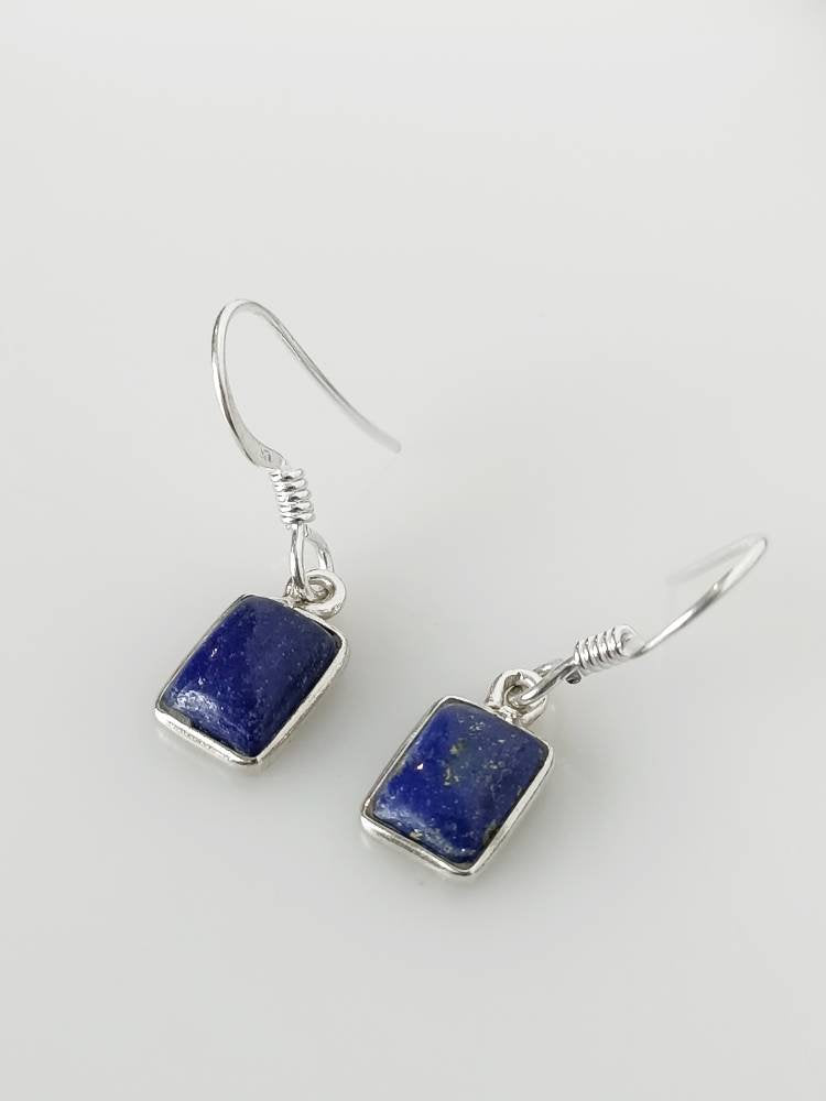 LAPIS LAZULI Gems Solid 925 SILVER Minimalist Earrings, Rectangle Blue Gems, December birthstone, Sagittarius, Capricorn gift, Australia, Zorbajewellers