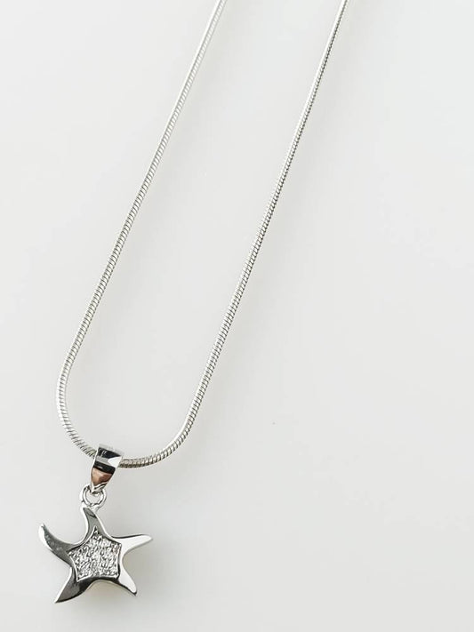 Cubic Zirconia Star Fish RHODIUM Plated SOLID 925 SILVER Pendant, Great Barrier Reef Silver Pendant - Rhodium Plated, Australia, Zorbajewellers