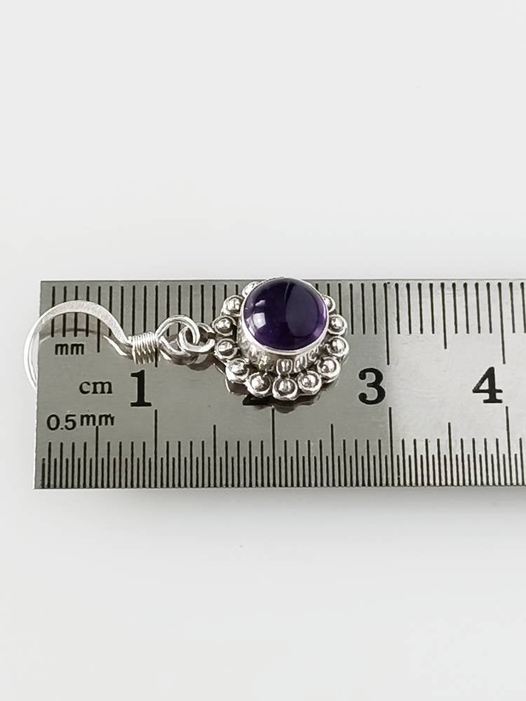 Round AMETHYST in SOLID 925 Oxidized SILVER bohemian beads  Earrings, Purple gems, Aquarius Zodiac & February birthstone gift, Australia, Zorbajewellers