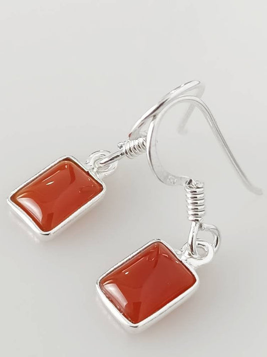 ORANGE CARNELIAN Gems Solid Sterling SILVER Minimalist Earrings, Geometric/Rectangle Earring, August Birthstone Virgo Zodiac Gift, Australia, Zorbajewellers