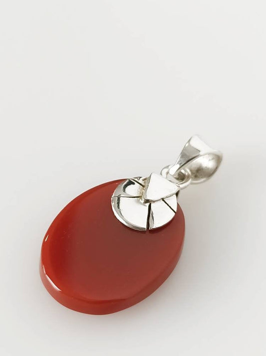Simple CARNELIAN Gemstone SOLID 925 Sterling SILVER Pendant, Big Oval Orange Carnelian Pendant, Virgo Zodiac & August Birthstone, Australia, Zorbajewellers