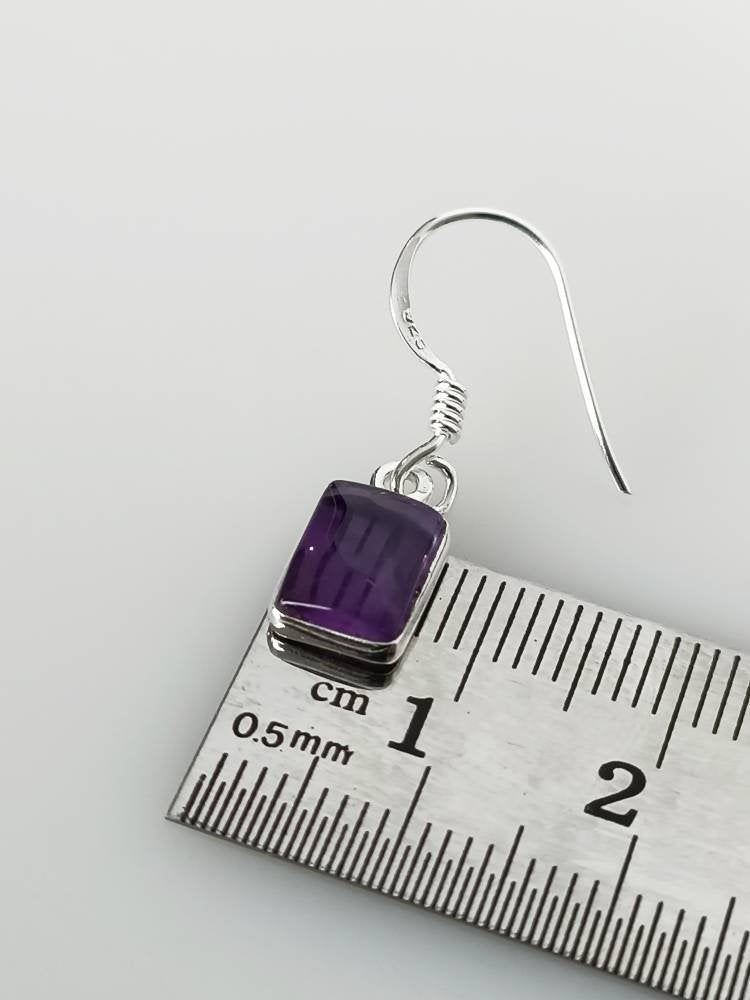 Rectangle AMETHYST Gems SOLID 925 SILVER Minimalist earrings, Geometric purple earrings, Aquarius Zodiac February birthstone gift, Australia, Zorbajewellers