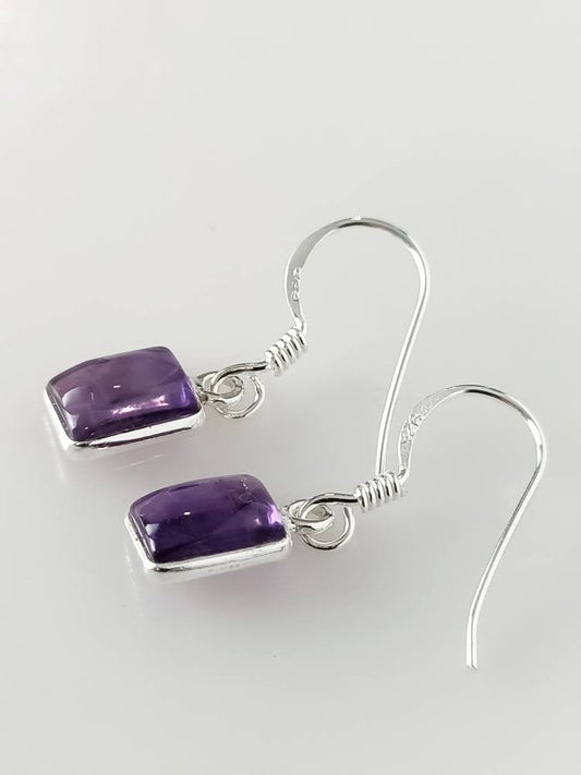 Rectangle AMETHYST Gems SOLID 925 SILVER Minimalist earrings, Geometric purple earrings, Aquarius Zodiac February birthstone gift, Australia, Zorbajewellers