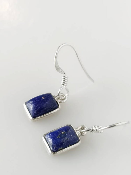 LAPIS LAZULI Gems Solid 925 SILVER Minimalist Earrings, Rectangle Blue Gems, December birthstone, Sagittarius, Capricorn gift, Australia, Zorbajewellers