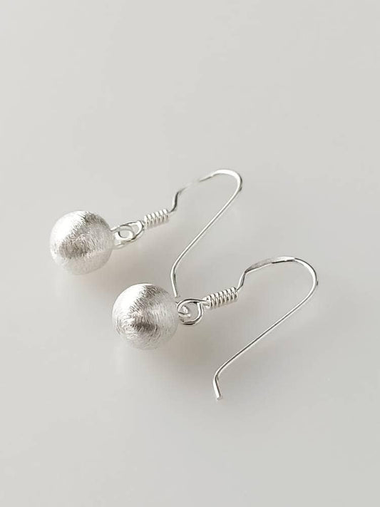 SOLID 925 Sterling SILVER Minimalist Textured Ball/Sphere Earrings, Silver Fiber Ball Earring, Geometric Sterling Silver Earrings, Australia, Zorbajewellers
