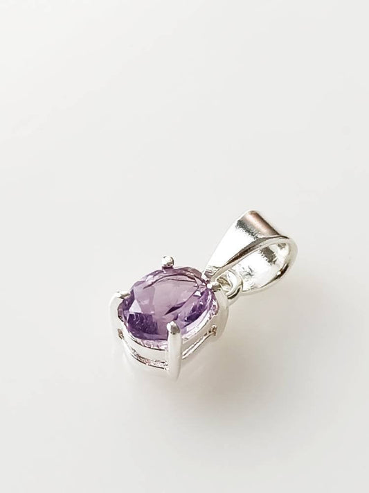 Minimalist Cut-Stone Oval Amethyst Solid 925 Silver Prong Set Pendant, Simple Pendant, Aquarius Zodiac February Birthstone gift, Australia, Zorbajewellers