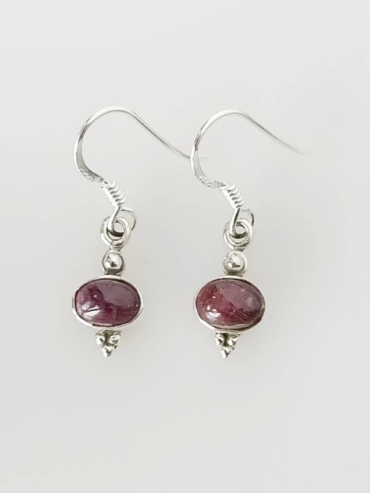 Oval RUBY Gems Solid 925 Sterling SILVER Bohemian Ethnic Earrings, Red Maroon Ruby Boho Earrings, Cancer Zodiac July birthstone, Australia, Zorbajewellers