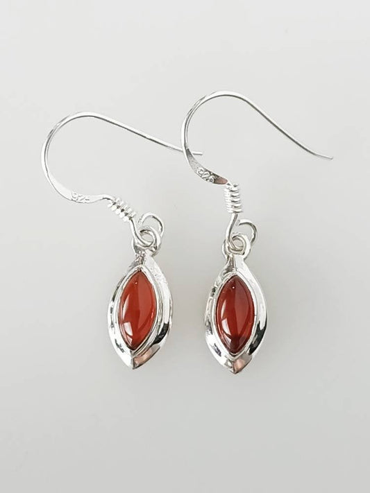 Marquise Shaped CARNELIAN Gems Solid Sterling SILVER Minimalist Earrings, Orange Gems Earrings, August Birthstone Virgo Zodiac, Australia, Zorbajewellers