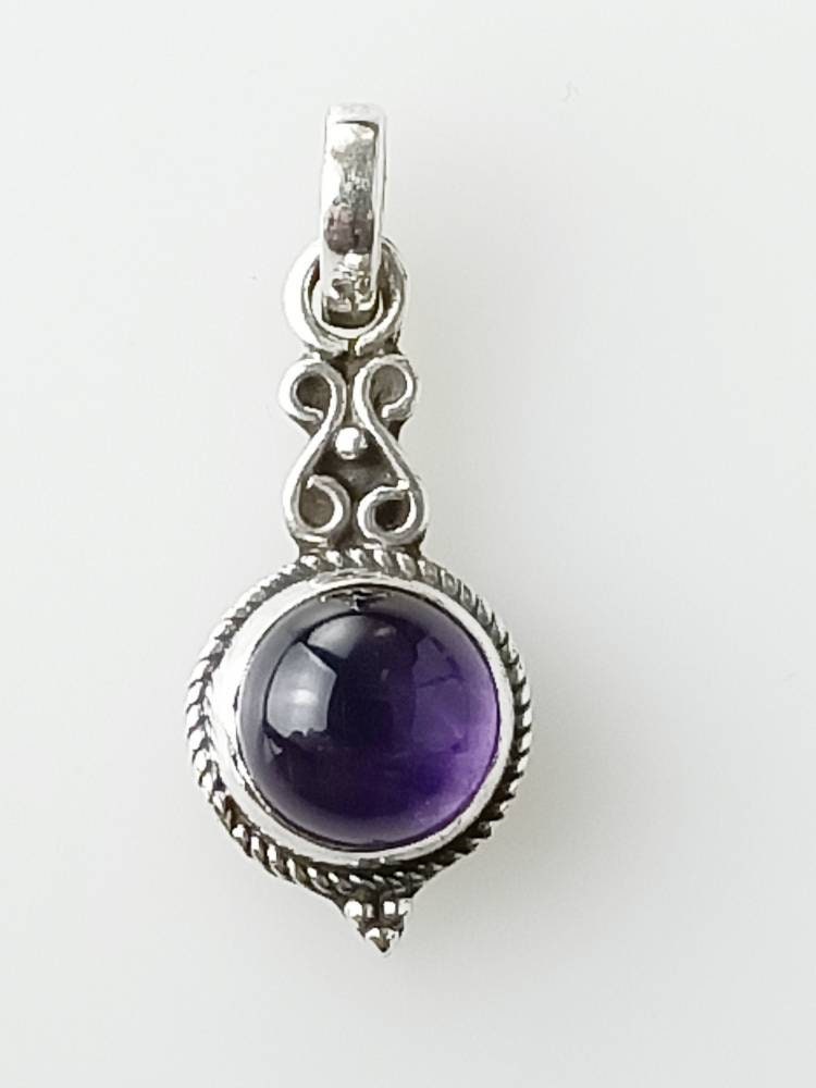 Genuine AMETHYST Gem SOLID 925 Oxidized SILVER Filigree Style Pendant, Purple Pendant, Aquarius Zodiac February Birthstone gift, Australia, Zorbajewellers
