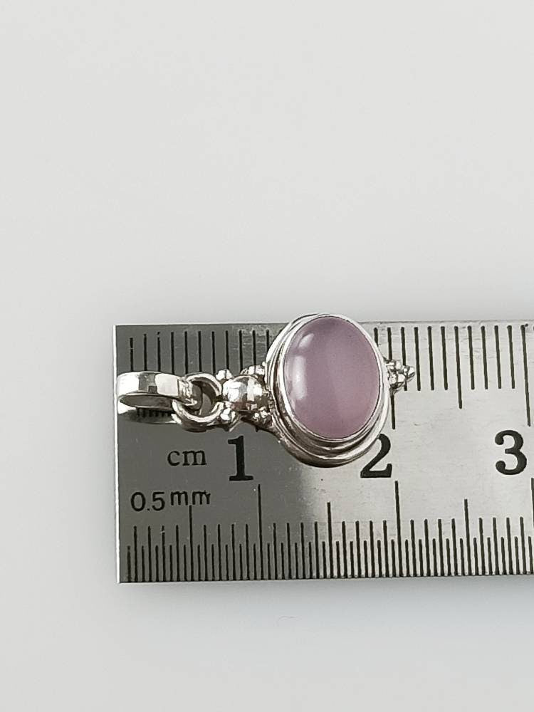 Genuine Rose QUARTZ Gem SOLID 925 SILVER Simple Oval Pendant, Minimalist Pink Gemstone Pendant, Taurus Zodiac January Birthstone, Australia, Zorbajewellers