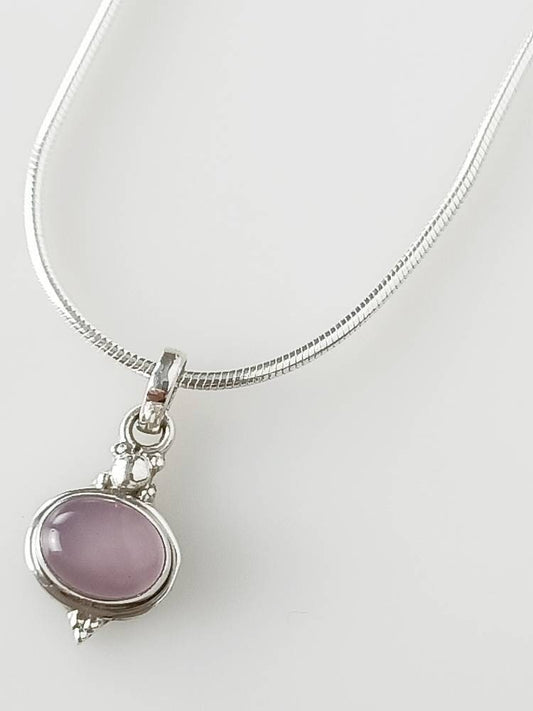Genuine Rose QUARTZ Gem SOLID 925 SILVER Simple Oval Pendant, Minimalist Pink Gemstone Pendant, Taurus Zodiac January Birthstone, Australia, Zorbajewellers