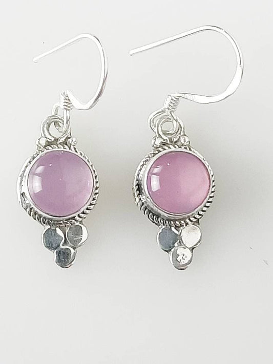 Genuine Pink Rose QURATZ Gems 925 SILVER Spring Flower Earrings, Pinks Gemstone Flower Earrings, Taurus Zodiac January birthstone, Australia, Zorbajewellers