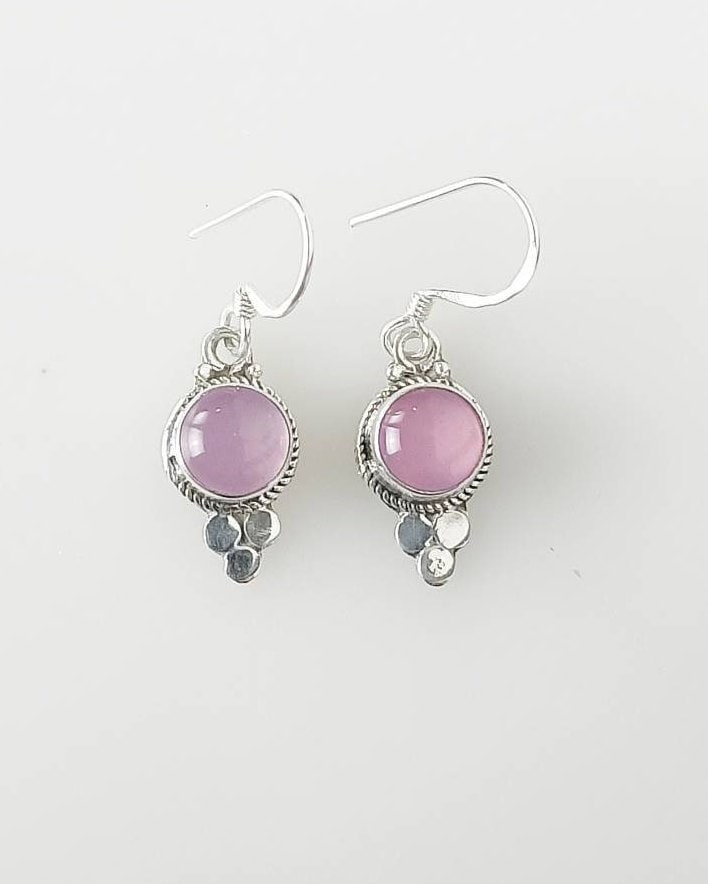Genuine Pink Rose QURATZ Gems 925 SILVER Spring Flower Earrings, Pinks Gemstone Flower Earrings, Taurus Zodiac January birthstone, Australia, Zorbajewellers