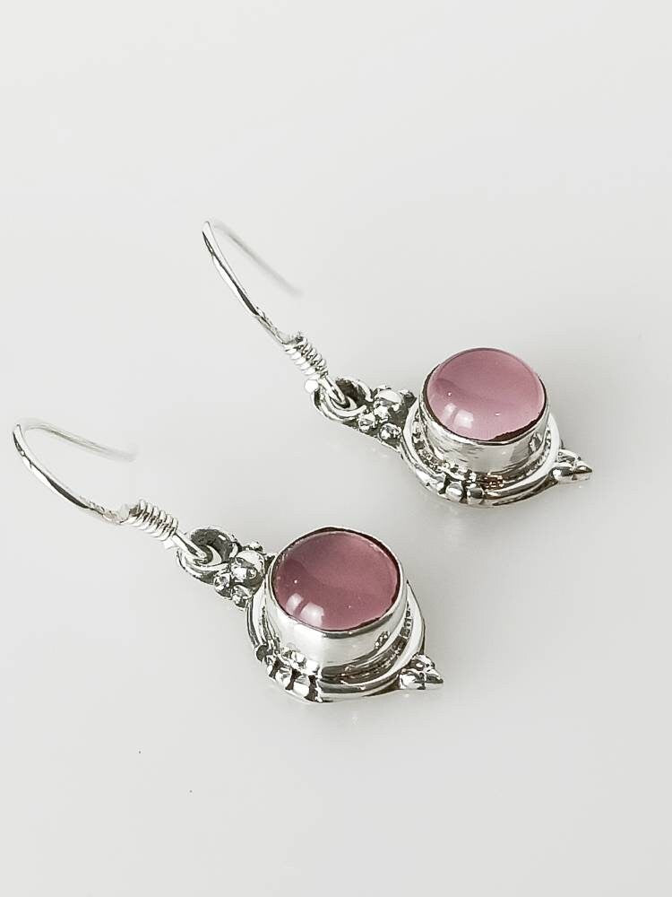 Genuine rose hot sale quartz earrings