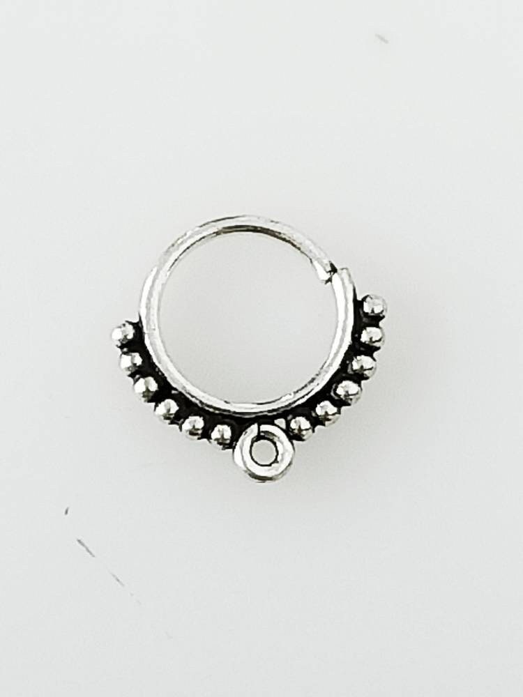 SOLID 925 OXIDIZED Sterling SILVER Boho Style Beads Septum Ring - 0.8 Mm Girth, Oxidized Sterling Silver Nose Piercing Ring Gift, Australia, Zorbajewellers
