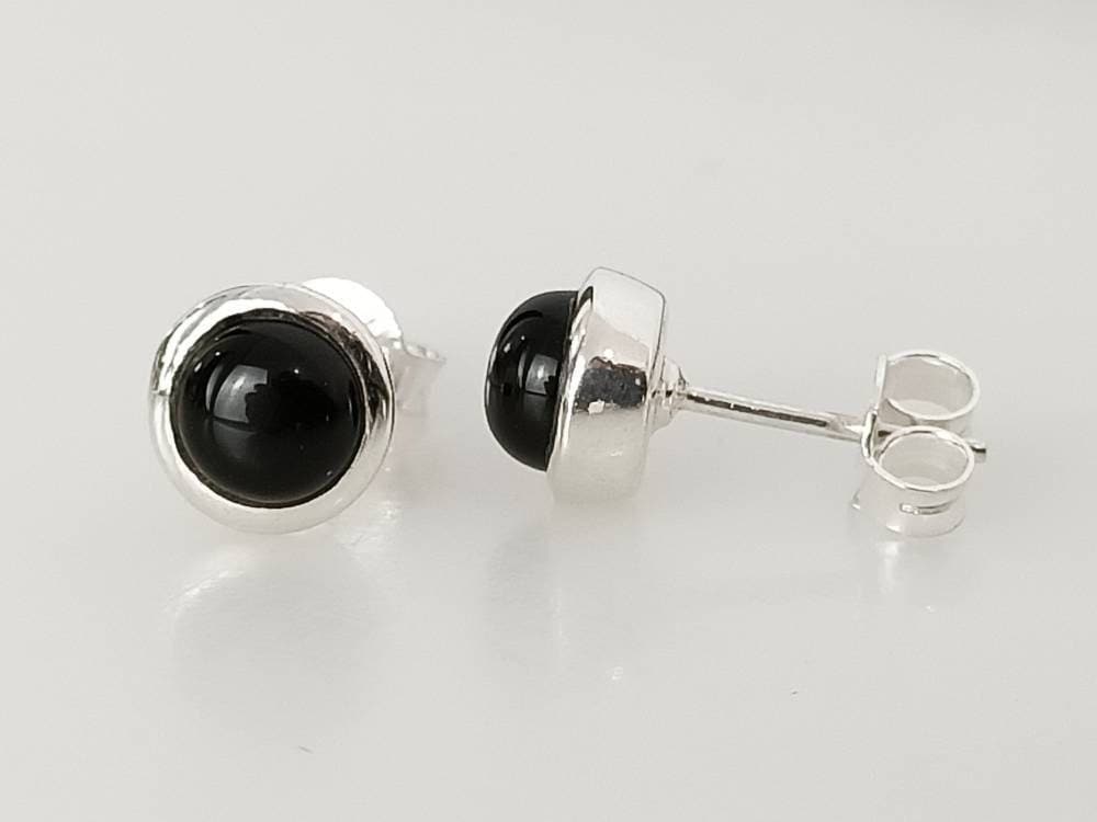 Black stud earrings, black onyx stud earrings, black onyx silver stud earrings, black onyx studs, classy black stud earrings, Australia, Zorbajewellers