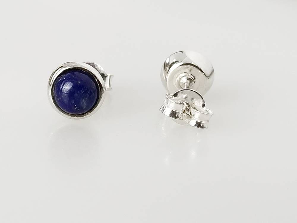 Blue lapis stud earrings, Big blue stud earrings, Simple everyday lapis lazuli stud earrings, blue sterling silver stud earrings, Australia, Zorbajewellers