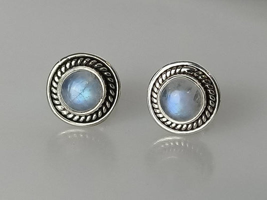 Genuine MOONSTONE Gems SOLID 925 Oxidized SILVER Big Bohemian Stud Earrings, Moonstone studs, June Birthstone Cancer Zodiac Gift, Australia, Zorbajewellers