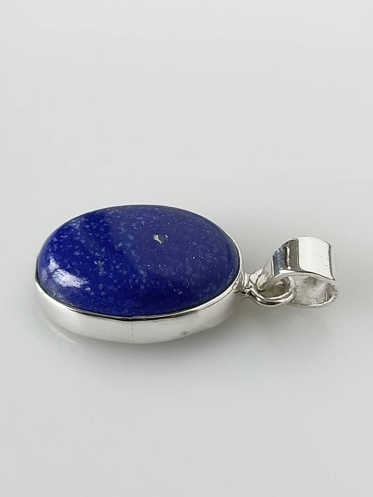 Genuine LAPIS LAZULI Solid 925 SILVER Simple Oval Pendant, Blue Gemstone Silver Pendant, Taurus, Libra, Sagittarius Zodiac gift, Australia, Zorbajewellers