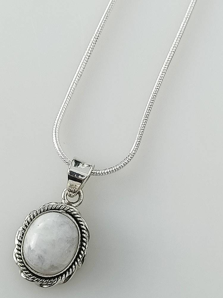 Oxidized bohemian oval moonstone pendant, White gemstone bohemian silver necklace pendant, Cancer Zodiac June Birthstone gift, Australia, Zorbajewellers