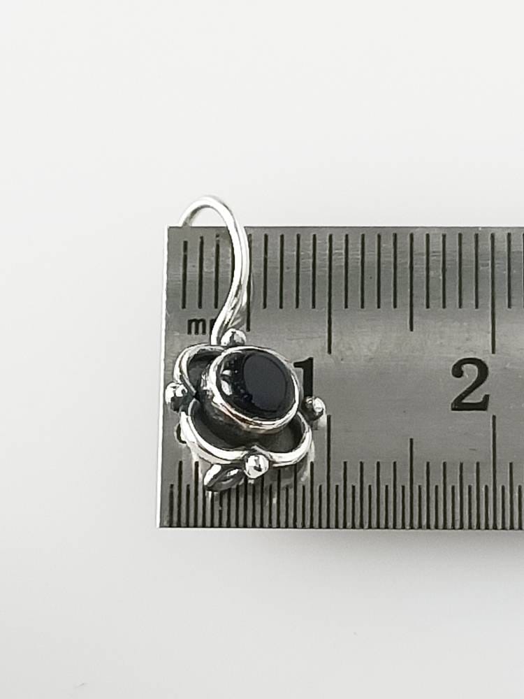 Black Onyx Gems 925 Oxidized Silver Spring Flower Latchback Earrings, Onyx Silver Earrings, Leo Zodiac December Birthstone, Australia, Zorbajewellers