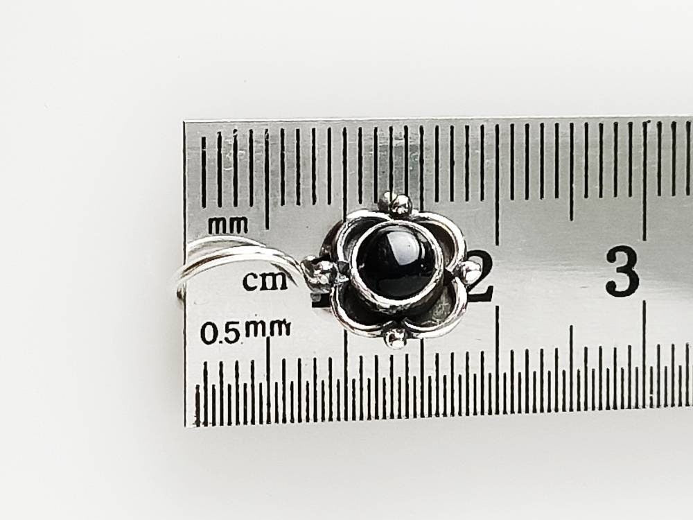 Black Onyx Gems 925 Oxidized Silver Spring Flower Latchback Earrings, Onyx Silver Earrings, Leo Zodiac December Birthstone, Australia, Zorbajewellers