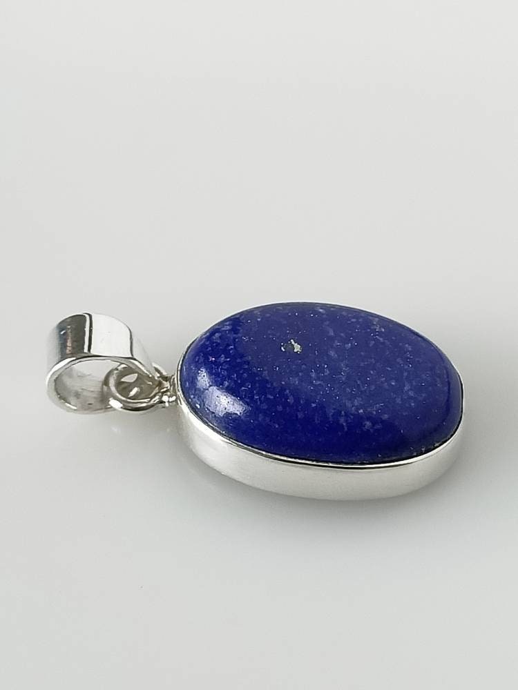 Genuine LAPIS LAZULI Solid 925 SILVER Simple Oval Pendant, Blue Gemstone Silver Pendant, Taurus, Libra, Sagittarius Zodiac gift, Australia, Zorbajewellers