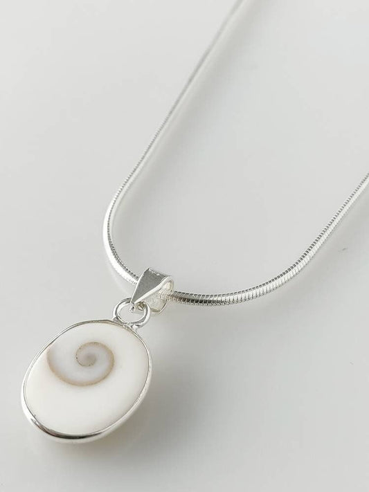 Genuine Shiva Eye Gemstone Solid 925 Silver Minimalist Oval Pendant, Shiva Shell Pendant, Pisces Zodiac & March Birthstone Gift, Australia, Zorbajewellers