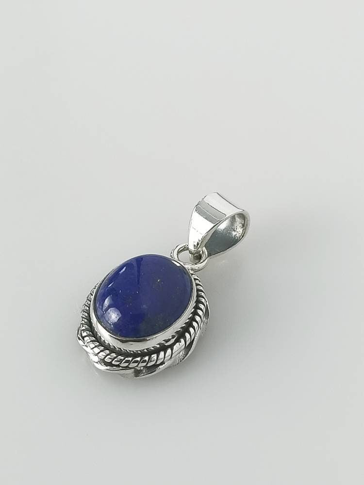 Natural LAPIS LAZULI Solid 925 Oxidized SILVER Bohemian Oval Pendant, Blue Gemstone Silver Pendant, Taurus, Sagittarius Zodiac, Australia, Zorbajewellers