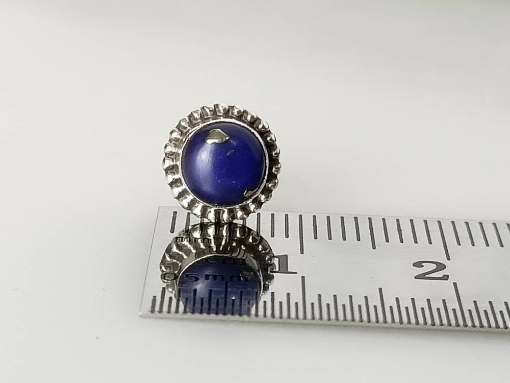 Genuine Blue Lapis Lazuli Gemstones 925 Oxidized Sterling Silver Beads Stud Earrings, blue stud earrings, sterling silver studs, Australia, Zorbajewellers