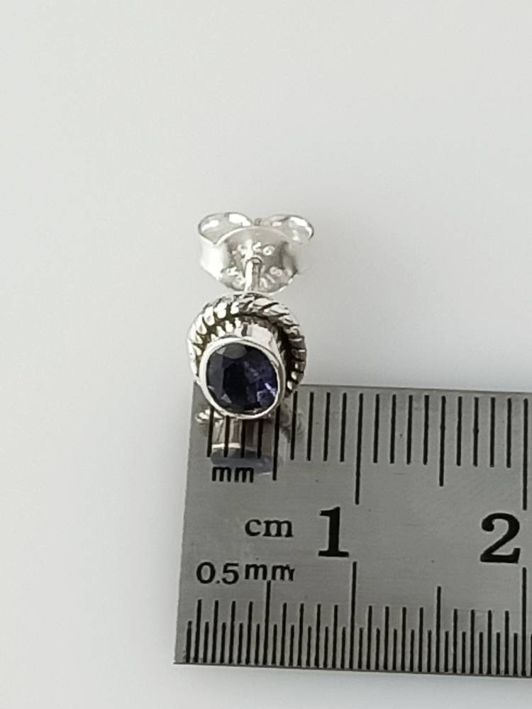 Genuine Iolite Oval Gemstones 925 Oxidized Sterling SILVER Stud Earrings, Libra, Sagittarius Taurus Zodiac, September Birthstone, Australia, Zorbajewellers