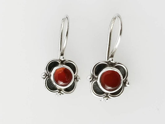 Genuine CARNELIAN Gems 925 Oxidized SILVER Boho Latch-back Earrings, Oxidized Carnelian Earrings, August Birthstone Virgo Zodiac, Australia, Zorbajewellers