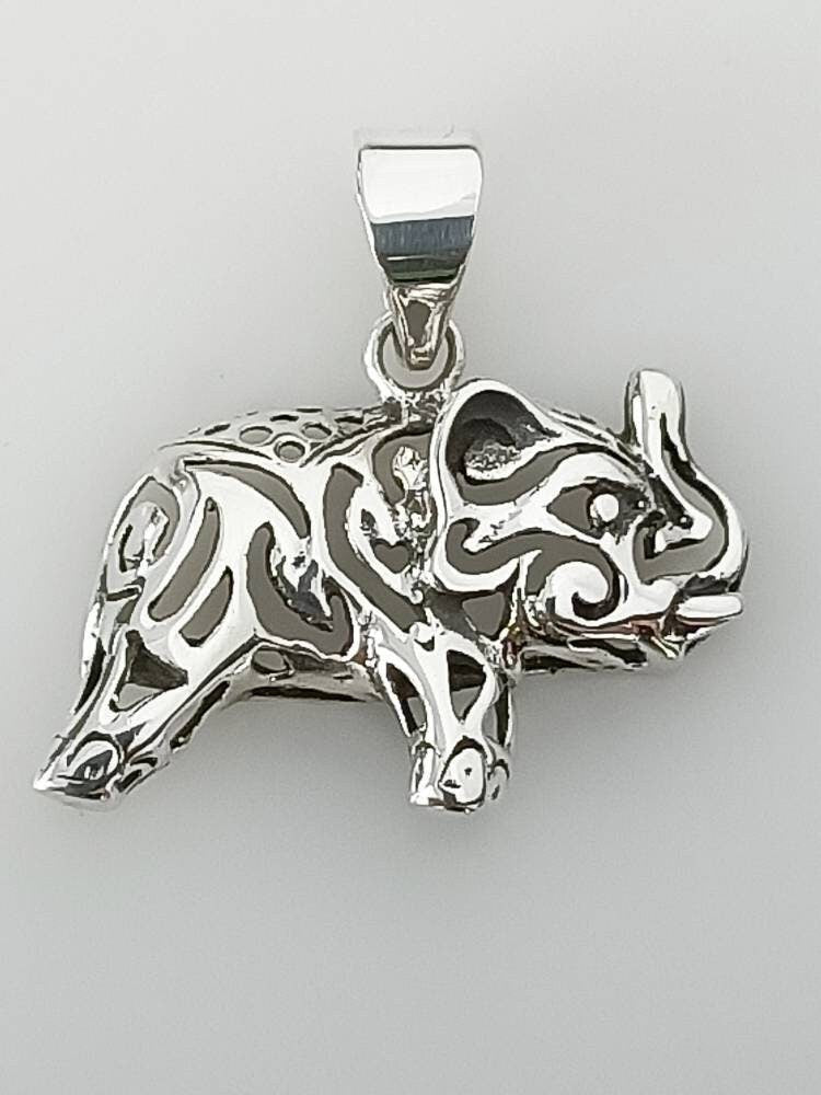 Silver elephant pendant charm, Zoo Souvenir, Safari Souvenir pendant, Animal Lover pendant, Ganesha Pendant, 'Memorable' Gift, Australia, Zorbajewellers