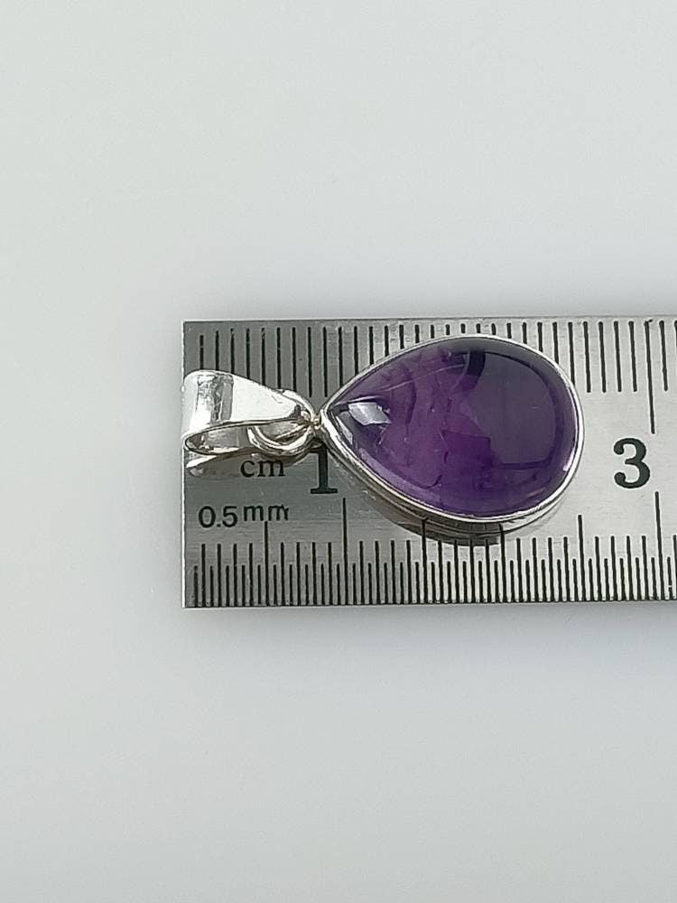 Minimalist teardrop/pear/leaf Amethyst gem 925 silver (revolving hook) pendant, Aquarius Zodiac February Birthstone Pendant gift, Australia, Zorbajewellers