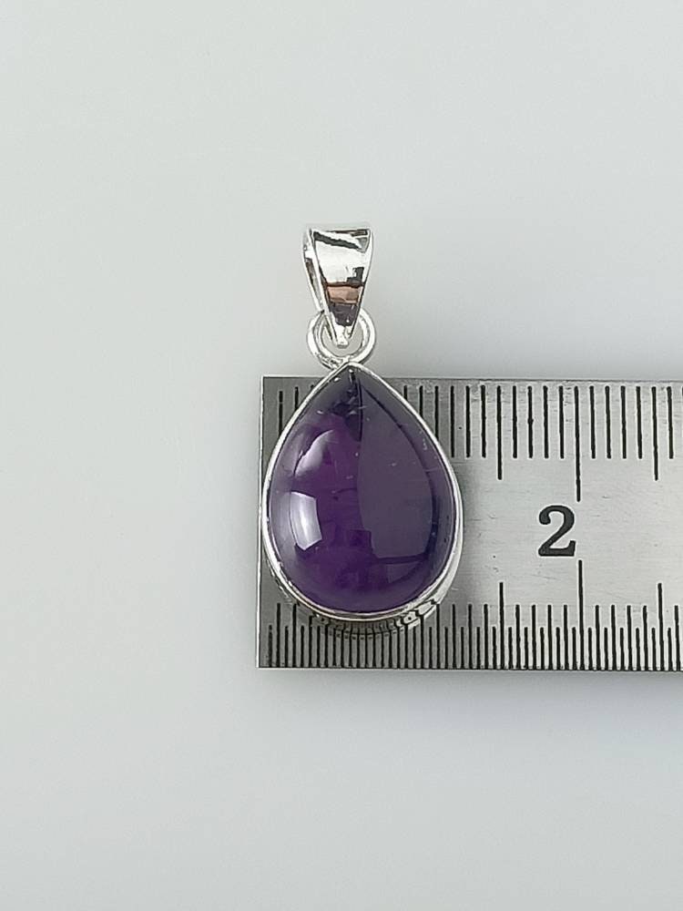 Minimalist teardrop/pear/leaf Amethyst gem 925 silver (revolving hook) pendant, Aquarius Zodiac February Birthstone Pendant gift, Australia, Zorbajewellers