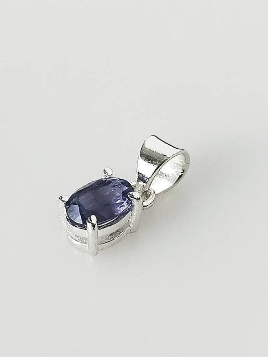 Minimalist Iolite Gemstone SOLID 925 Sterling SILVER Pendant, Simple blue, Libra Sagittarius Taurus Zodiac September Birthstone, Australia, Zorbajewellers