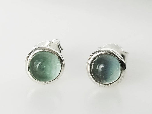 Genuine GREEN APATITE Gems Solid 925 Sterling SILVER Minimalist Stud Earrings, Green Sterling Silver Stud, May Birthstone Gift, Australia, Zorbajewellers