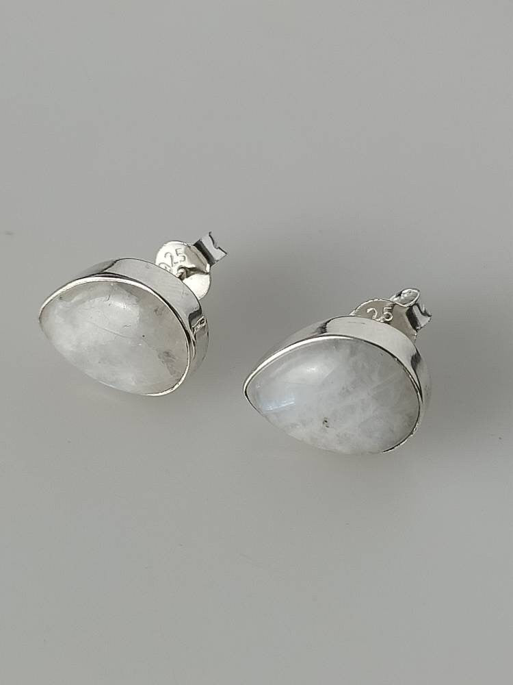 LARGE/BIG 15 x 10 mm Moonstone Gems SOLID 925 Silver Teardrop/Pear/Leaf  Stud Earrings, June Birthstone & Cancer Zodiac Gift, Australia, Zorbajewellers