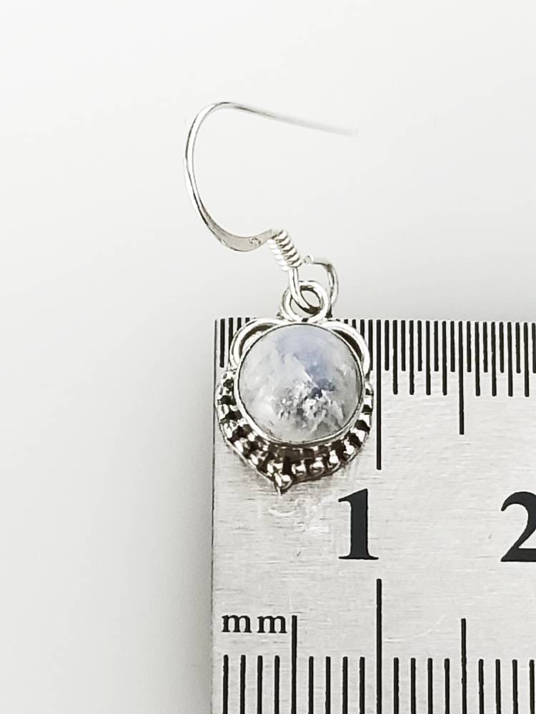 Genuine Round MOONSTONE Gems Oxidized Silver BEADS Earrings, 925 Sterling SILVER earrings, Cancer Zodiac July birthstone gift, Australia, Zorbajewellers