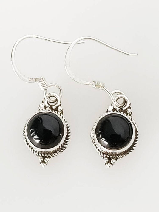 Black Onyx Gems Oxidised Silver Drop Earrings, Onyx Gems Sterling Silver Boho Earrings, Minimalist, Leo Birthstone, color earring Australia, Zorbajewellers