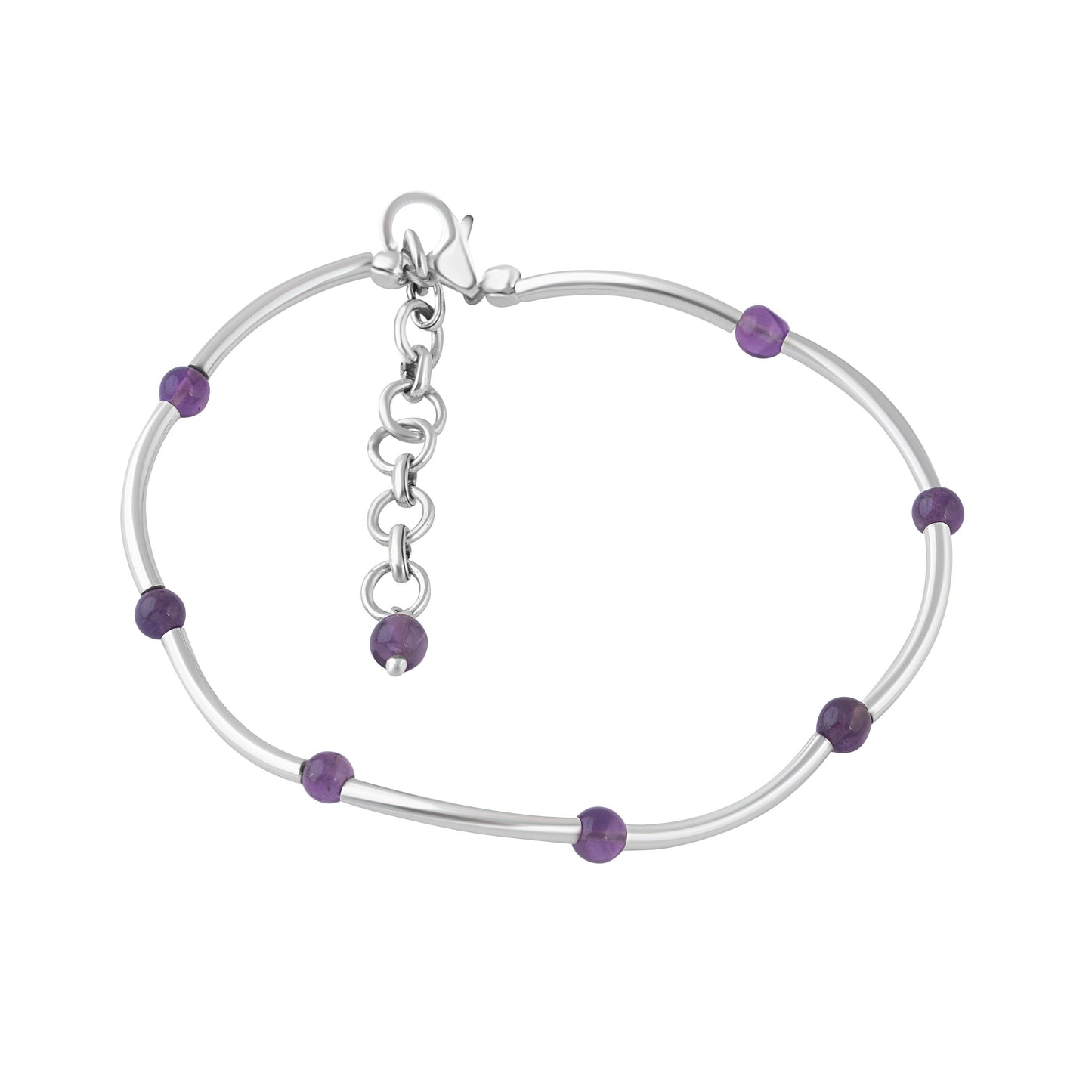 SOLID 925 SILVER tubes Amethyst Gemstones bracelet anklet 7.7", Purple Amethyst Gems 925 Sterling Silver Pipes Bracelet Anklet, Australia, Zorbajewellers