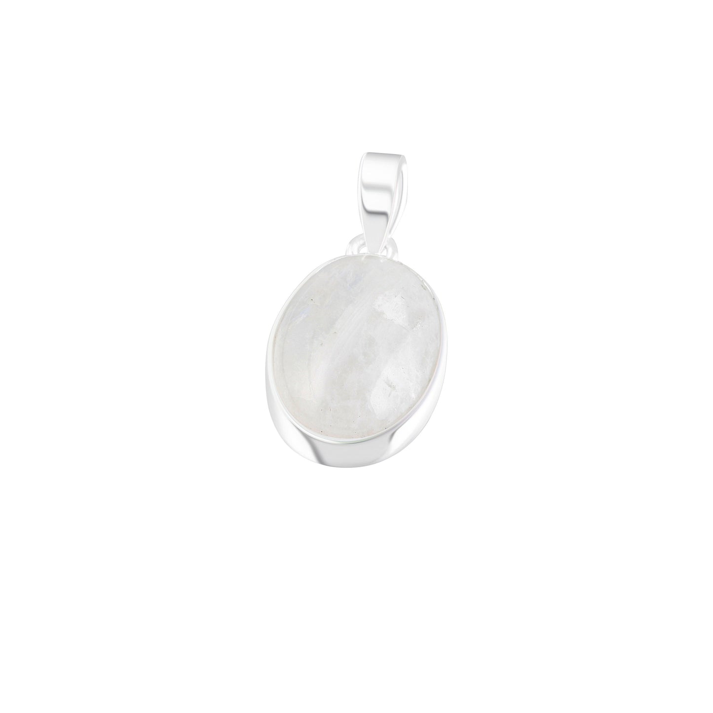 Medium moonstone (white) gemstone oval cut Solid Sterling Silver Minimalist necklace pendant, Cancer Zodiac July Birthstone, Australia, Zorbajewellers