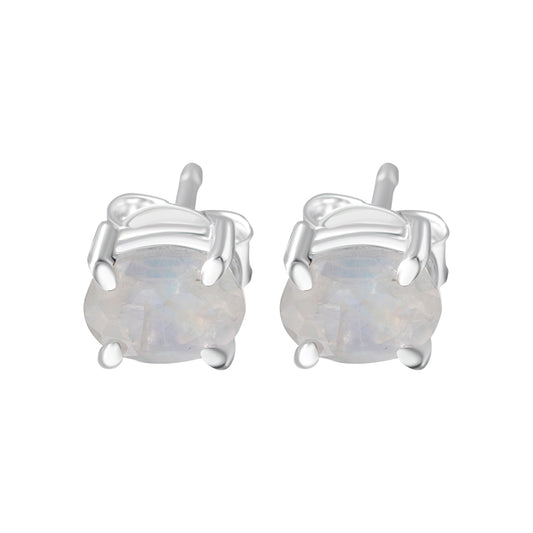 MOONSTONE Gemstones 925 Sterling SILVER Prong Stud Earrings, Oval Cut-stone Prong Moonstone Studs, June Birthstone Cancer Zodiac, Australia, Zorbajewellers